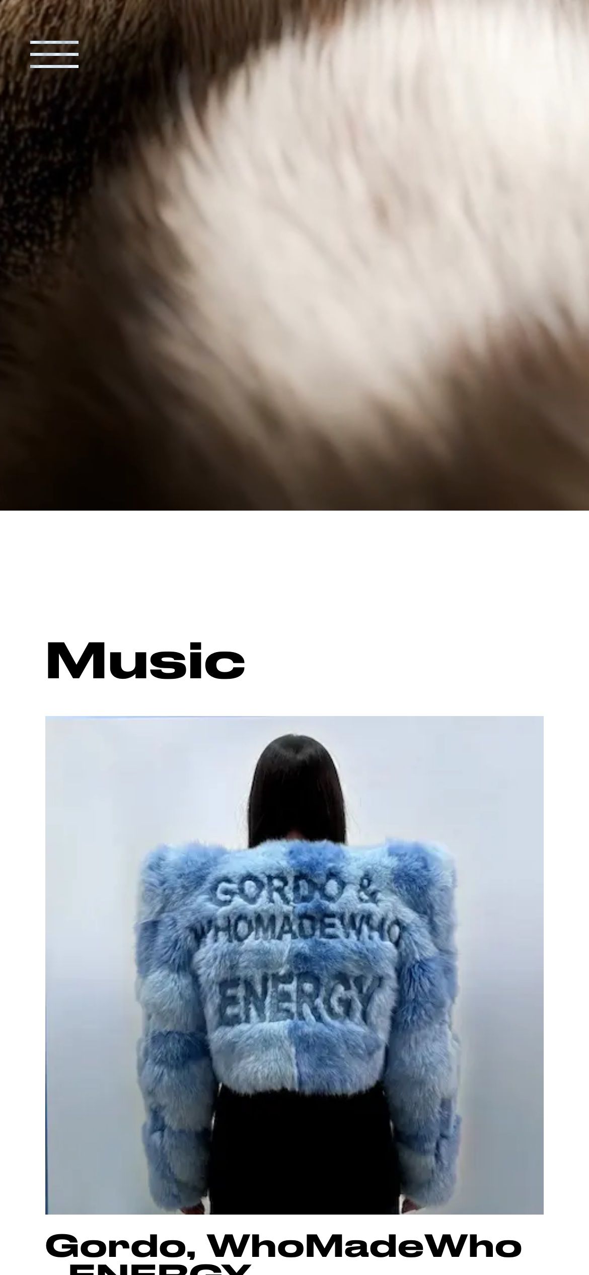 The music page on a phone, the fur video above the ENERGY single cover